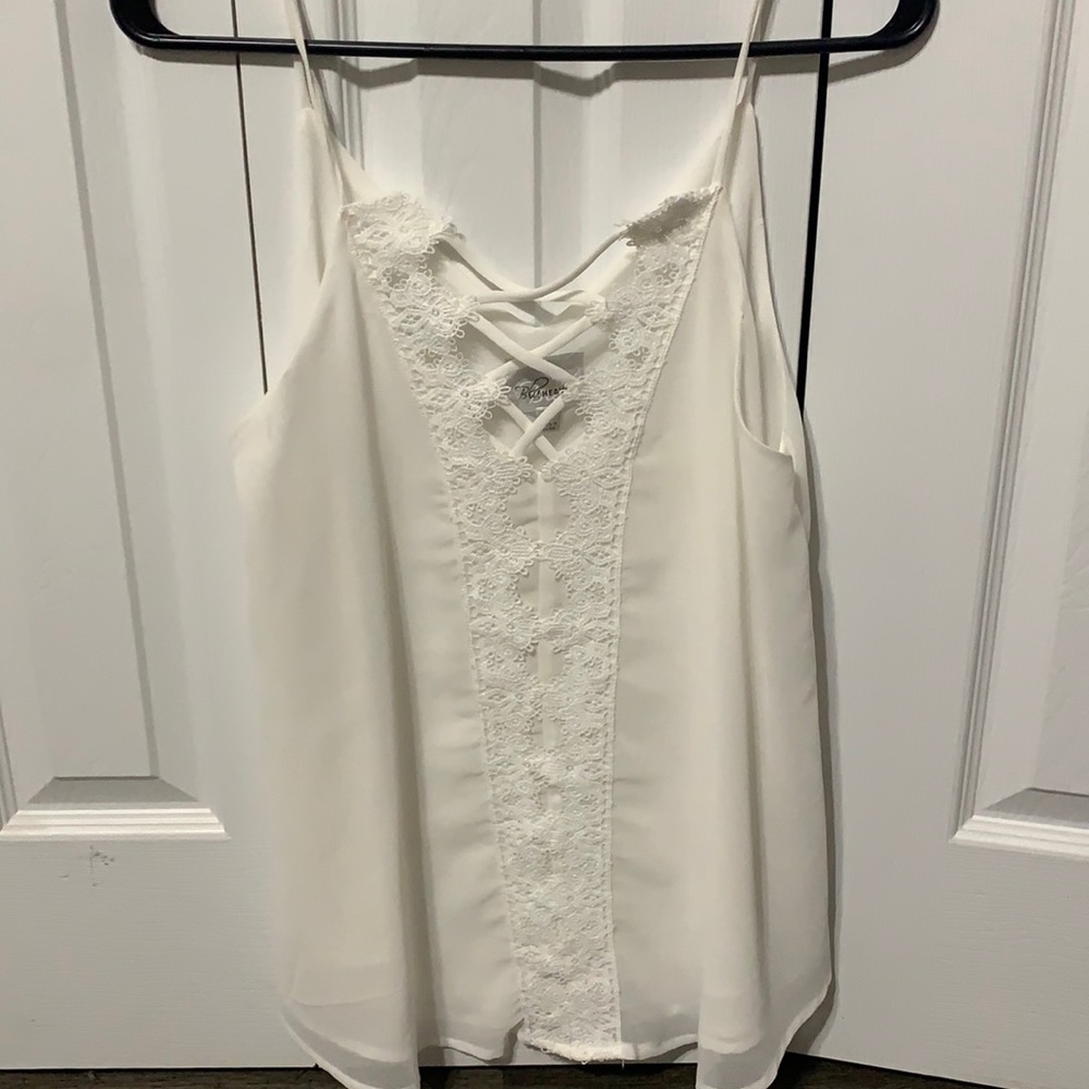 Criss cross ivory tank